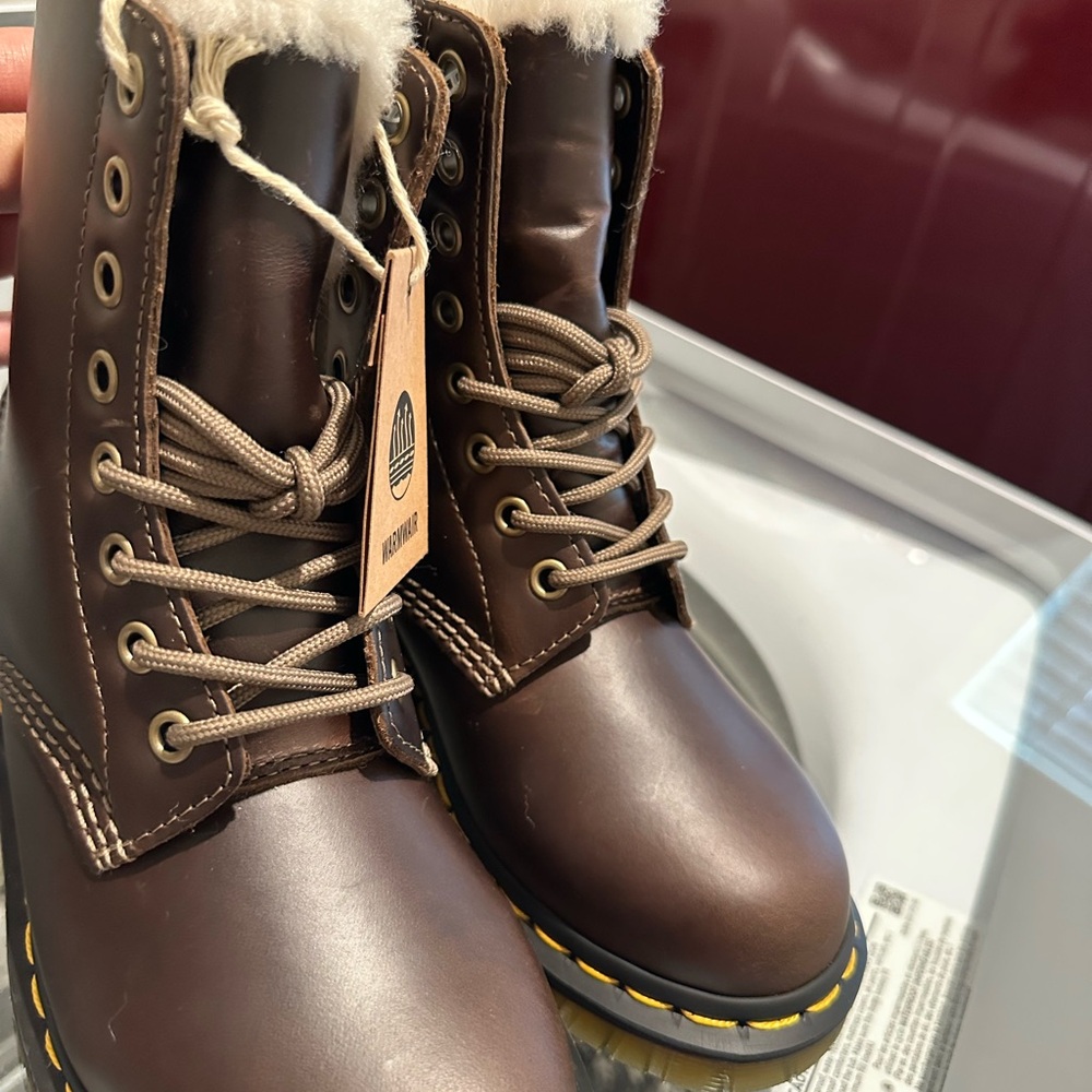 Women’s Dr. Martens Brown Leather Boots - Picture 2 of 3